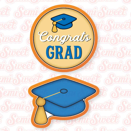 Simple Grad Cap Platter Cookie Cutter Set