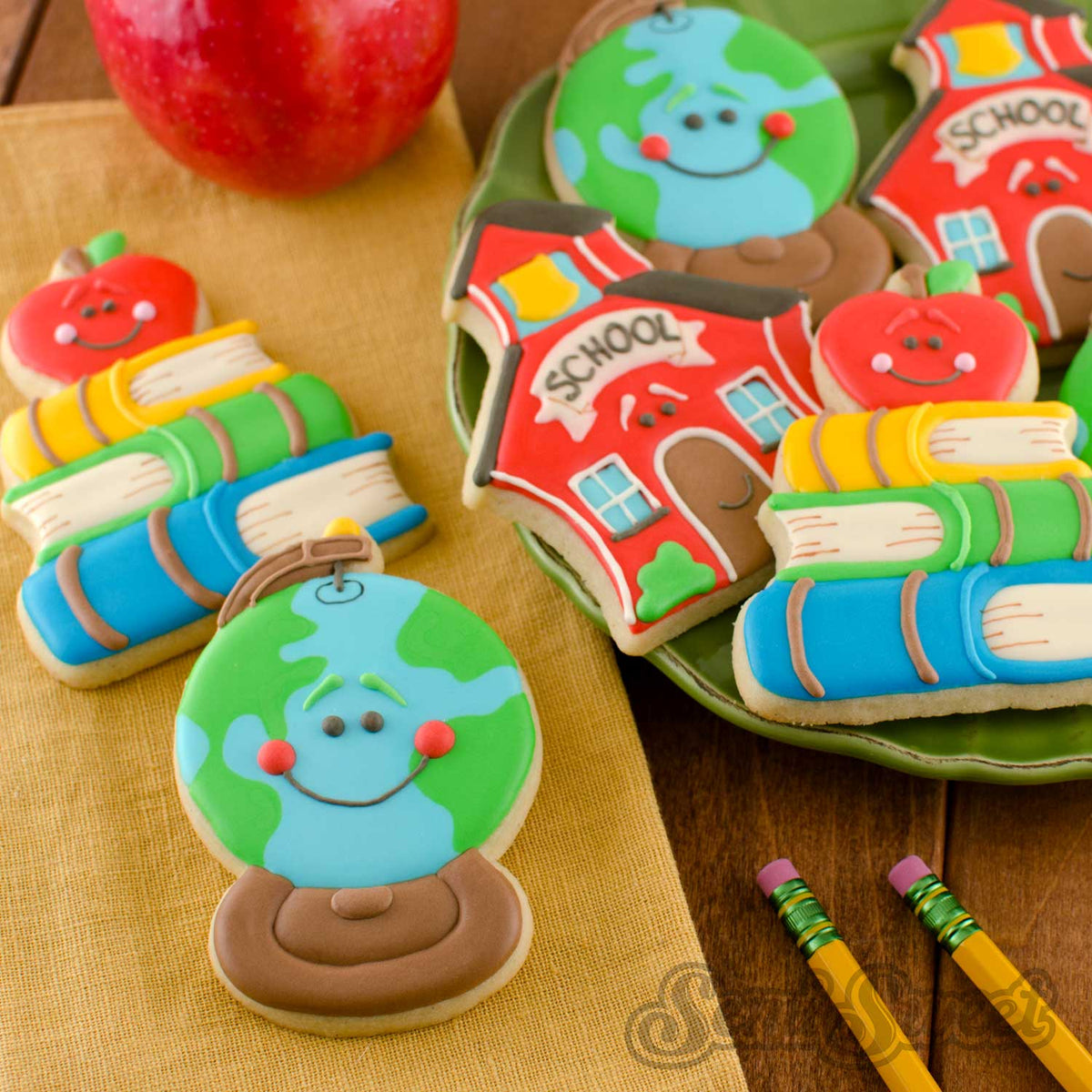 Book Stack Cookies Apple with Stack of Books Cookie Cutter