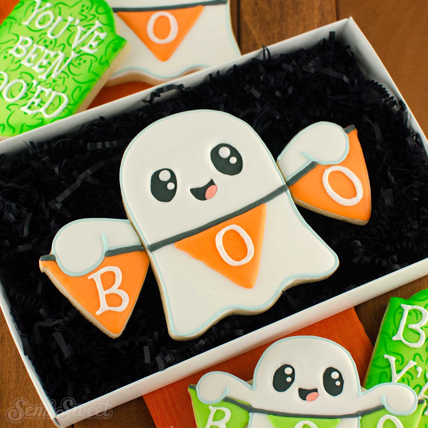 banner ghost cookie set | Semi Sweet Designs