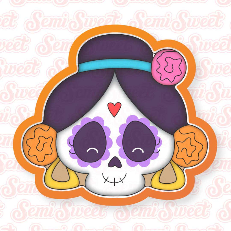Day of the Dead Female Skull Cookie Cutter | Semi Sweet Designs
