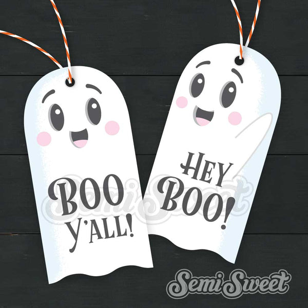 Boo Y'all and Hey Boo Ghost - Instant Download Printable Tag