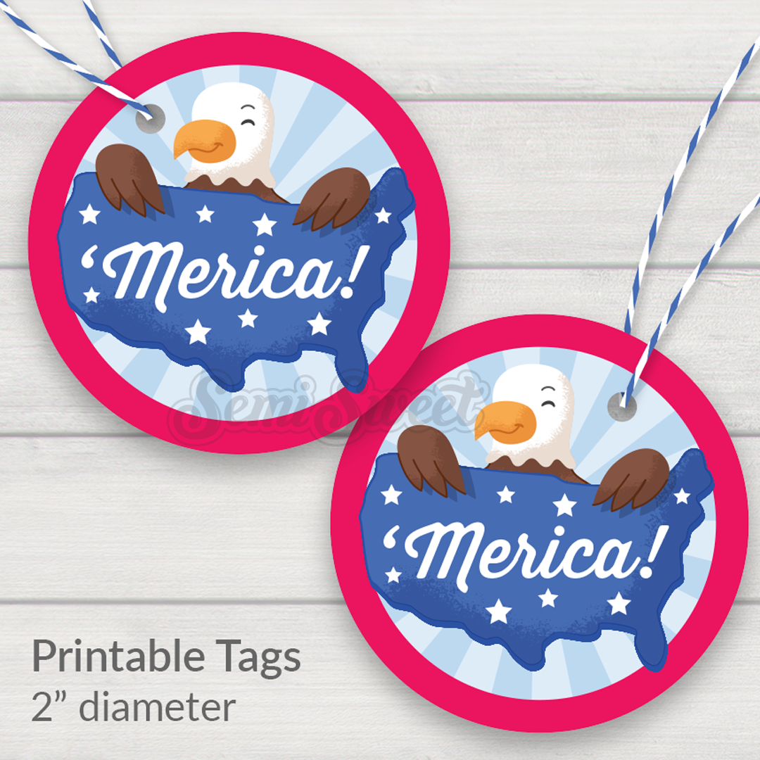 ‘Merica! - Instant Download Printable 2" Circle Tag