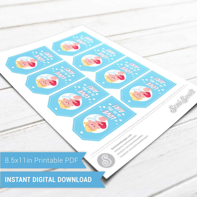 Cupid Love is in the Air - Instant Download Printable Tag