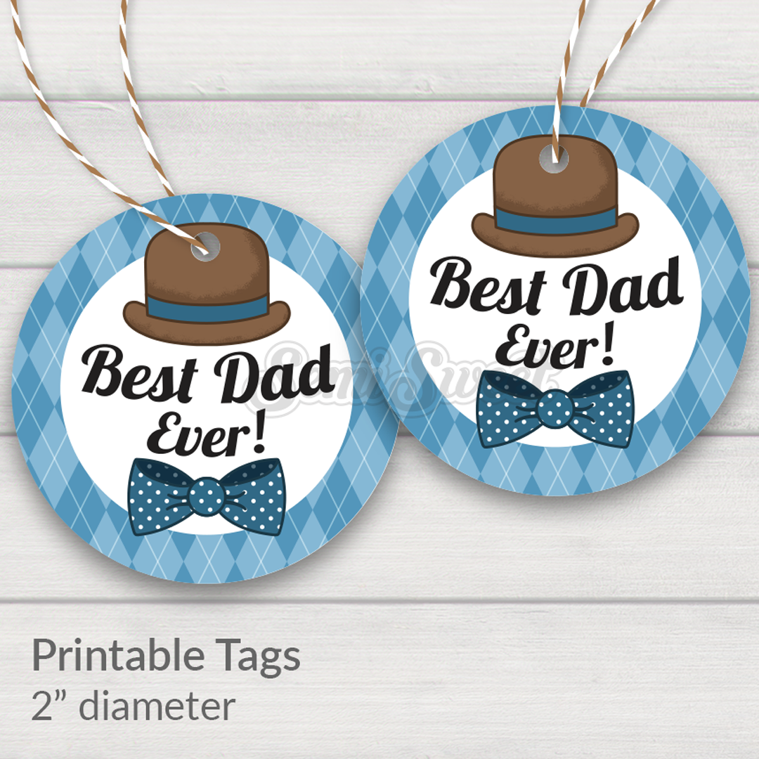 Dapper Best Dad Ever - Instant Download 2" Circle Tag