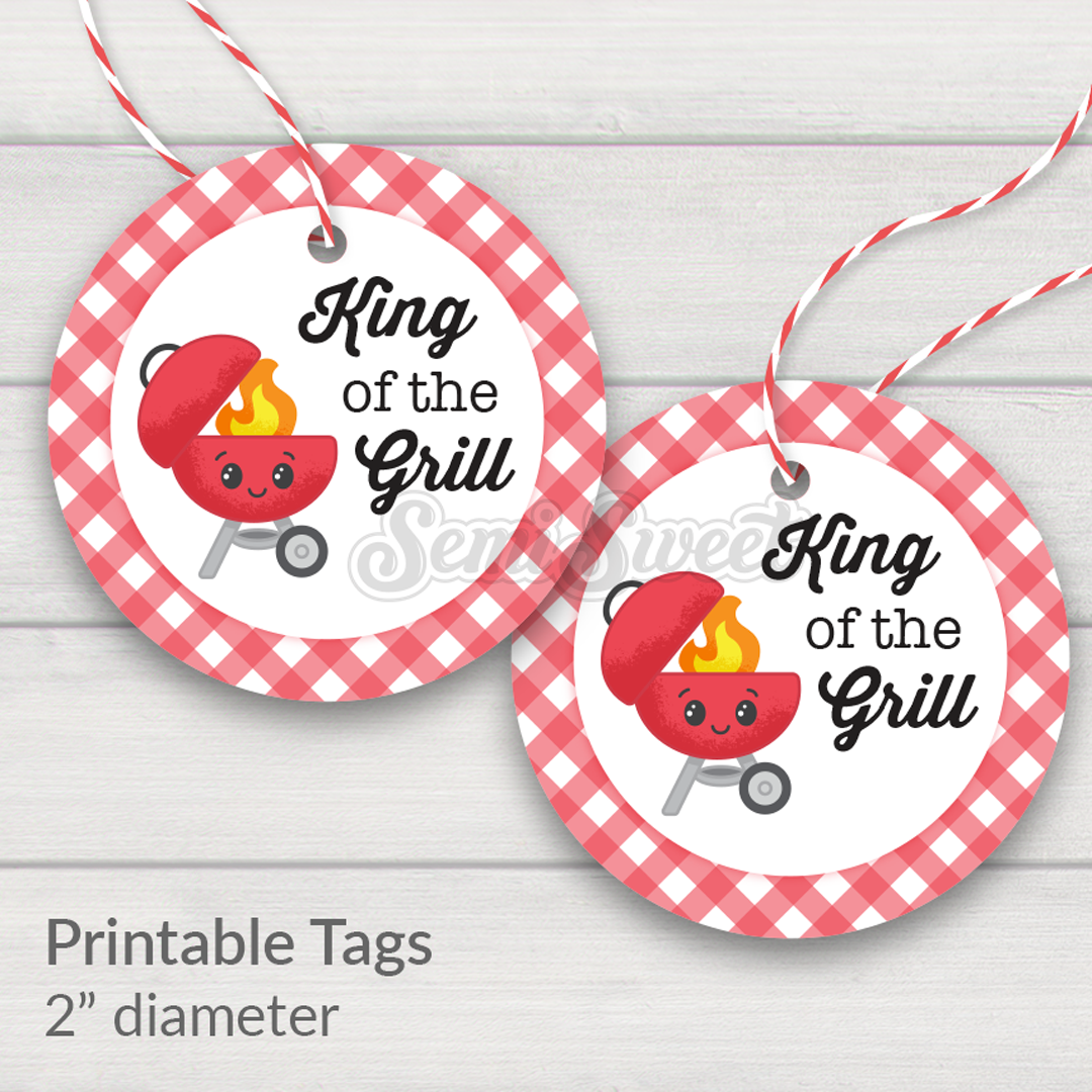 King of the Grill - Instant Download Printable 2" Circle Tag
