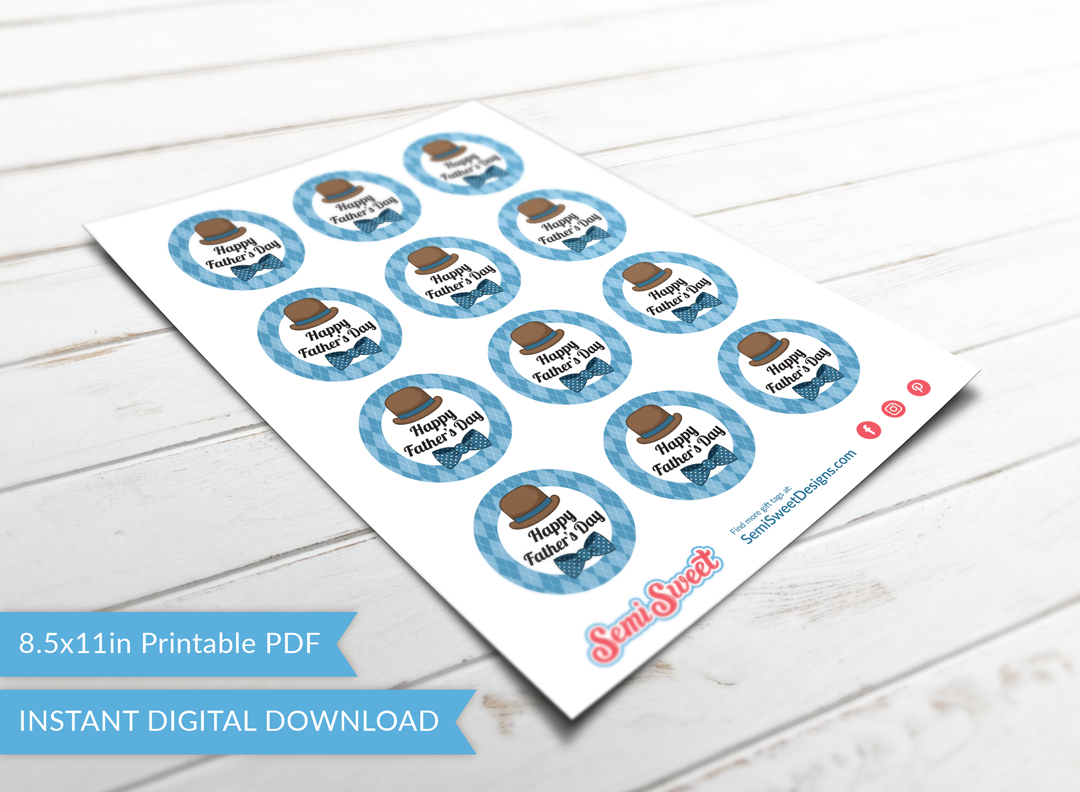 Dapper Happy Father’s Day - Instant Download Printable 2" Circle Tag
