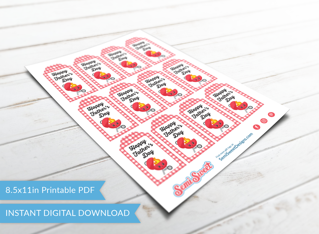 Happy Father’s Day Grill- Instant Download Printable Tag