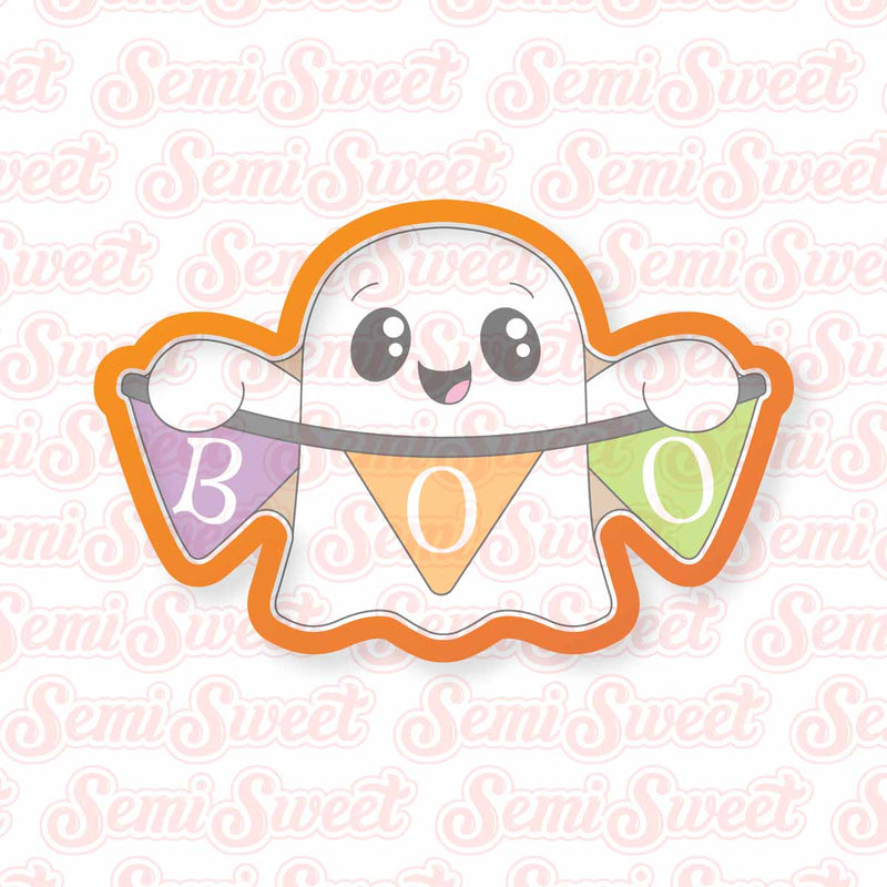 Boo Banner Ghost cookie cutter | Semi Sweet Designs