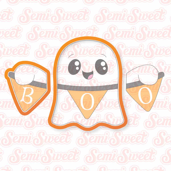 Boo Banner Ghost cookie cutter | Semi Sweet Designs