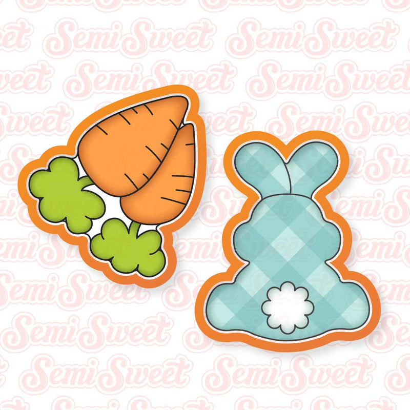 Easter Bunny & Carrot Cookie Cutter Platter 2-pc Set | Semi Sweet Designs