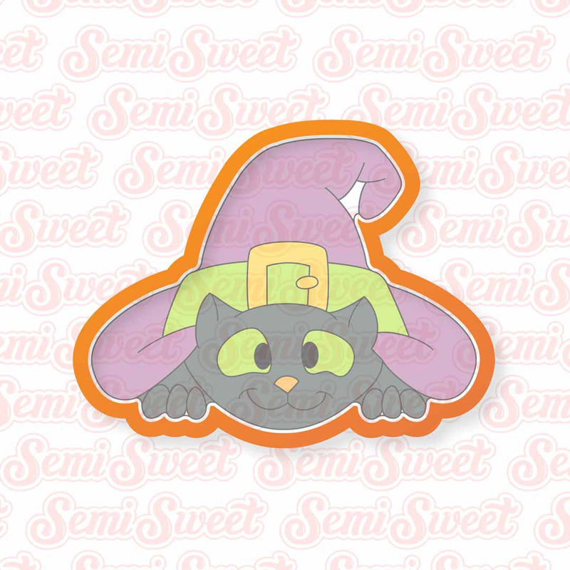 Cat Under Witch Hat Cookie Cutter | Semi Sweet Designs