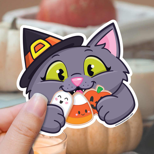 Cat Witch Halloween Sticker
