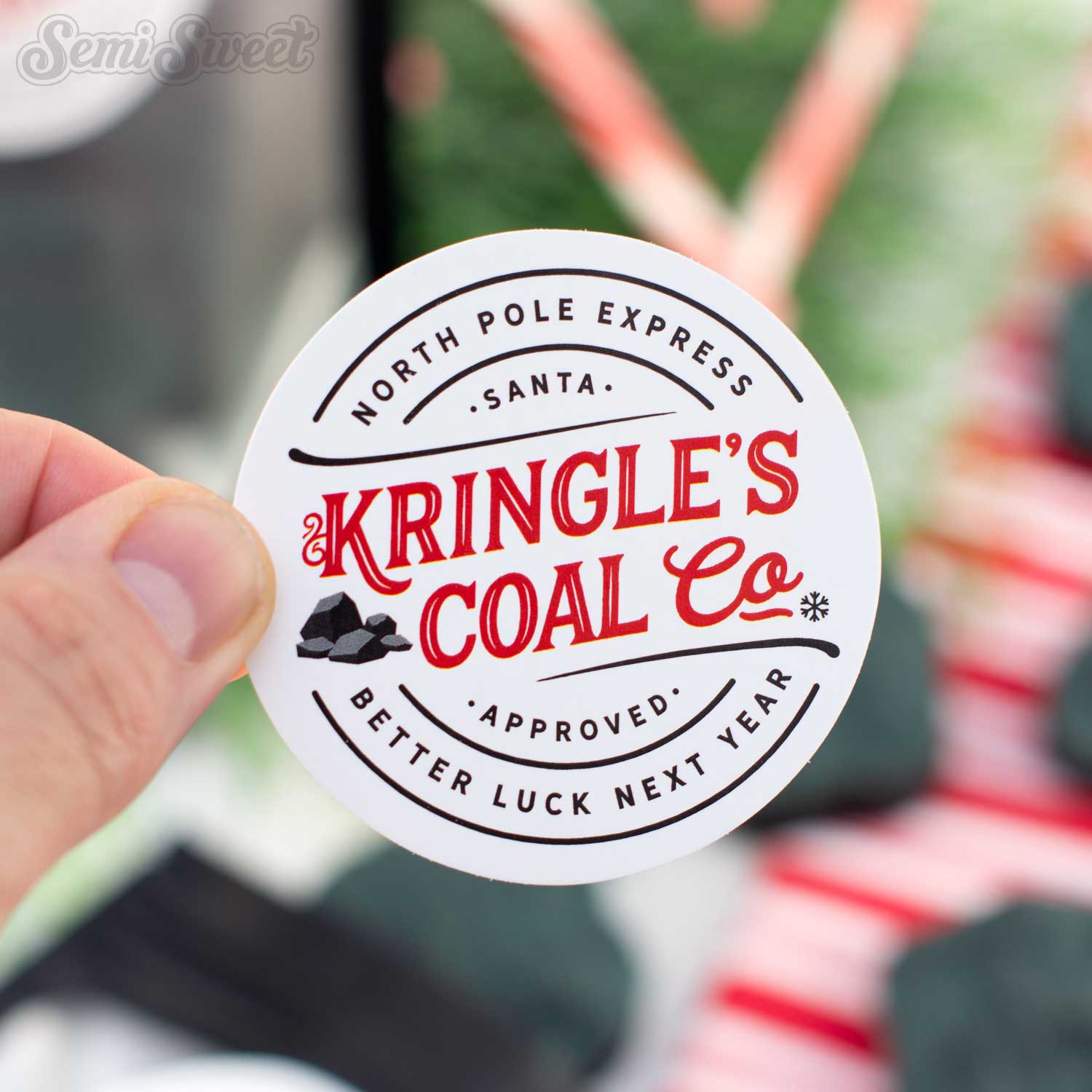 christmas coal cookie sticker tag