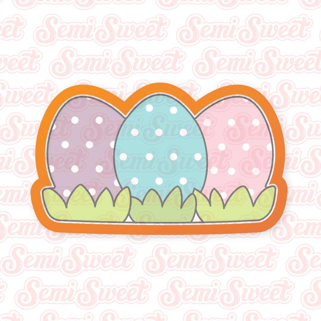 Group Eggs on Grass Cookie Cutter | Semi Sweet Designs