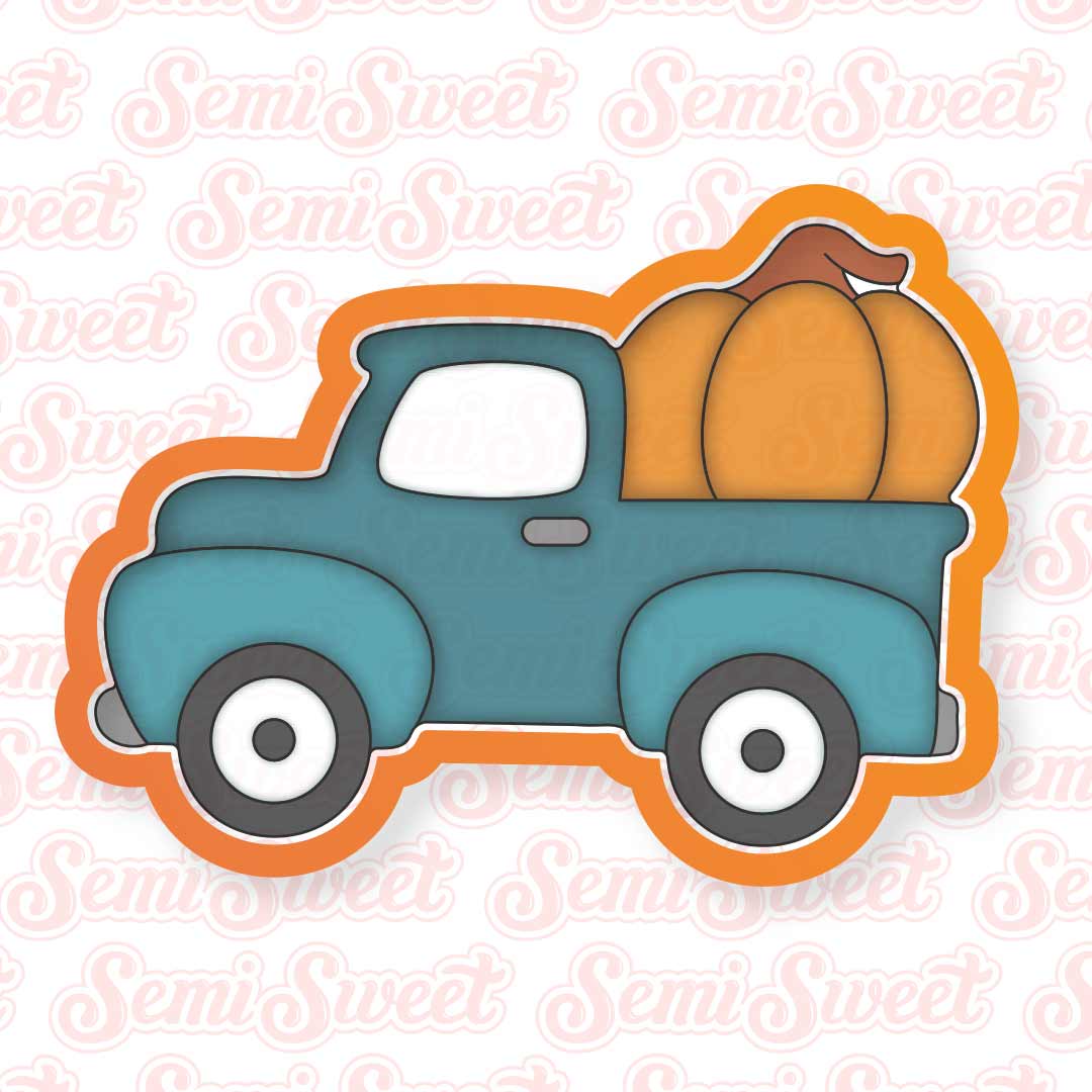 Truck with Pumpkin Cookie Cutter | Semi Sweet Designs