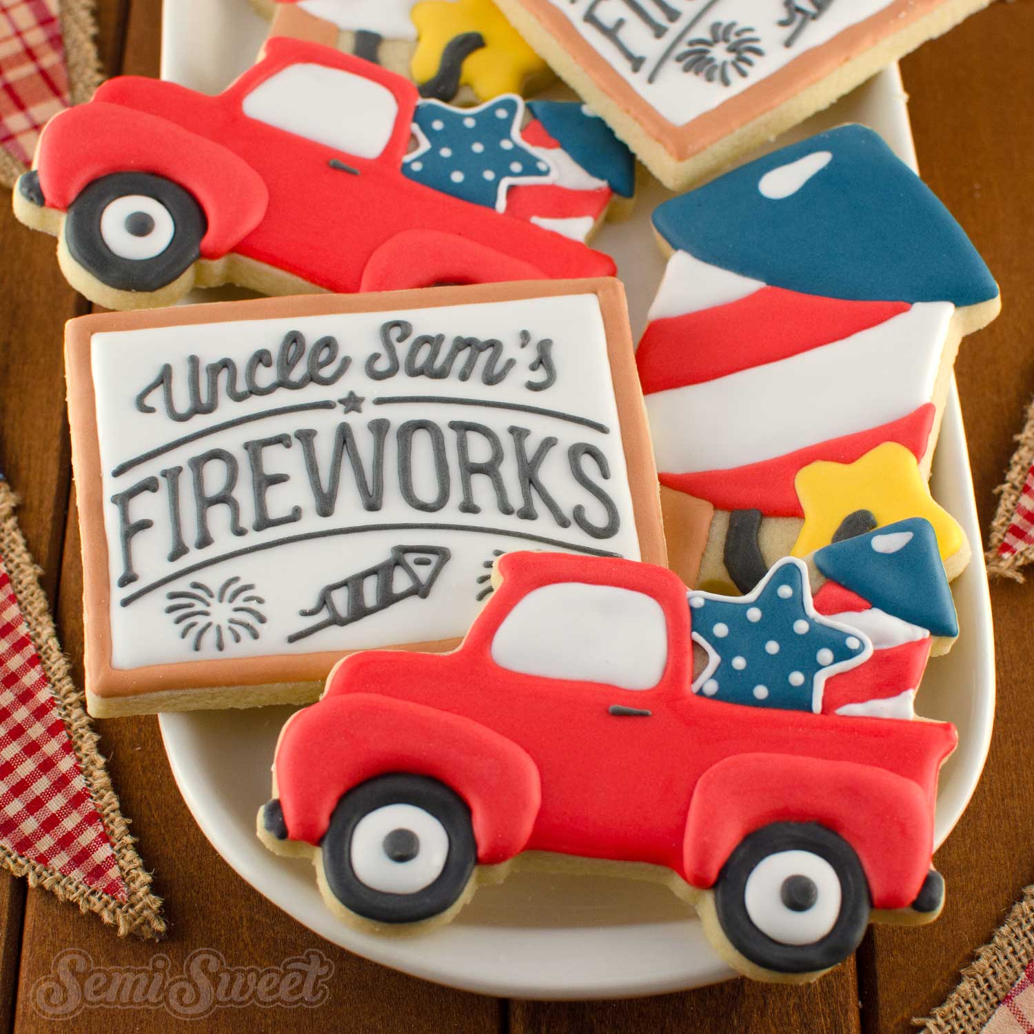 Truck with Fireworks Cookie Cutter