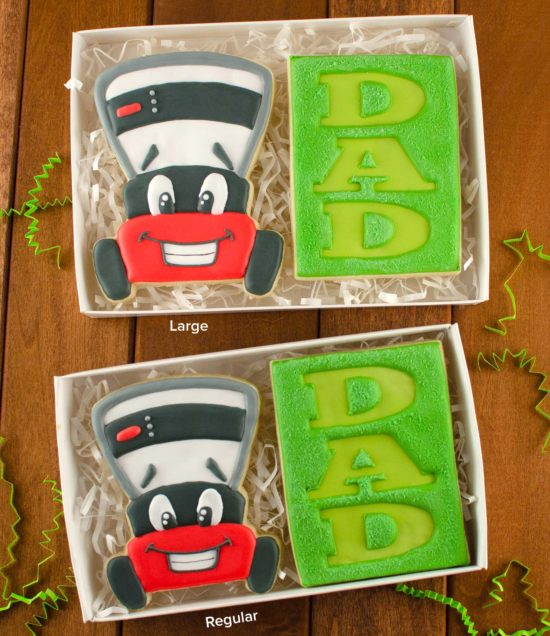 father's day lawnmower cookies