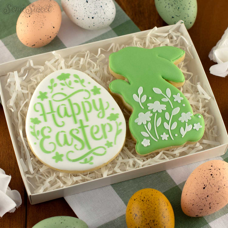 Floral Easter Bunny Cookie Cutter & Stencil Bundle