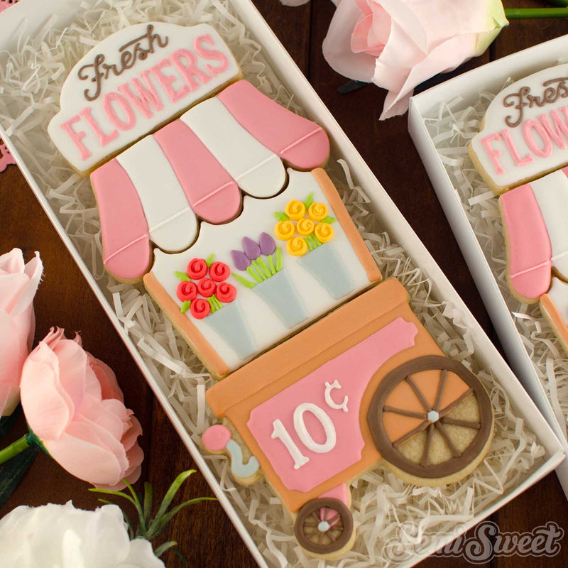 flower cart cookie set | Semi Sweet Designs
