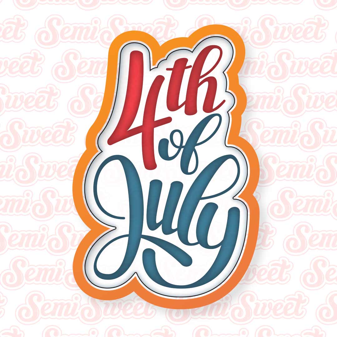 Thin 4th of July Script Cookie Cutter | Semi Sweet Designs