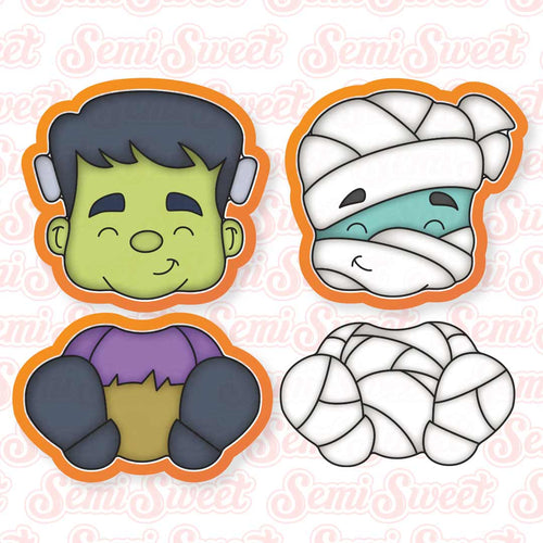 3-Piece Frankenstein & Mummy Cookie Cutter Set