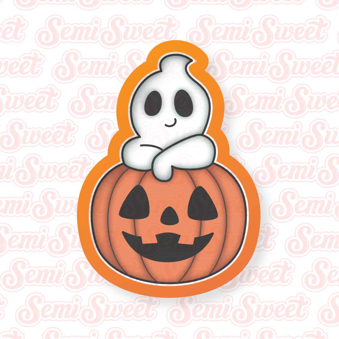 Ghost on a Pumpkin Cookie Cutter | Semi Sweet Designs