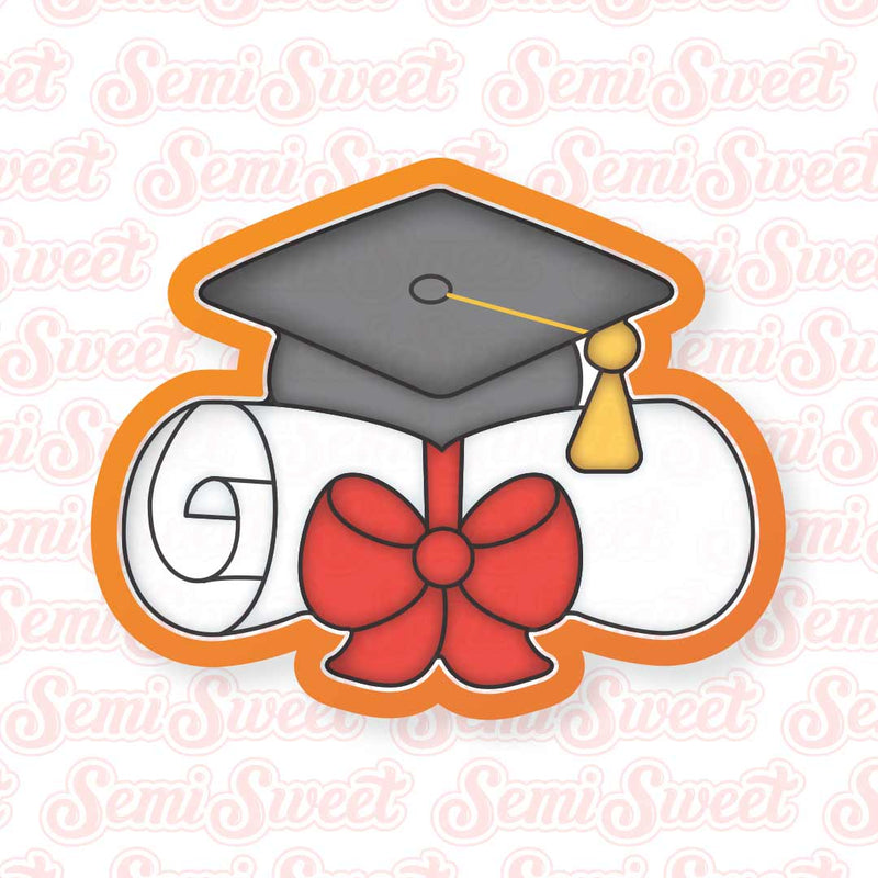 Graduation Cap Diploma with Bow Cookie Cutter | Semi Sweet Designs