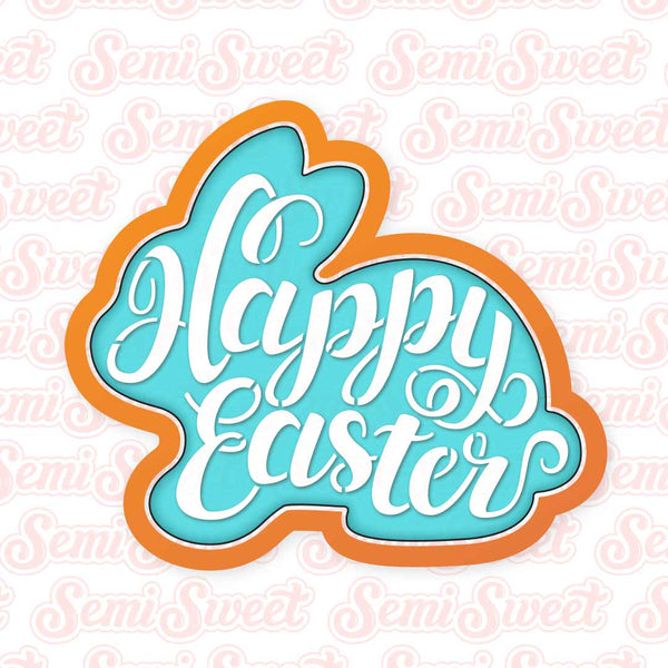 Happy Easter Bunny Cookie Cutter | Semi Sweet Designs