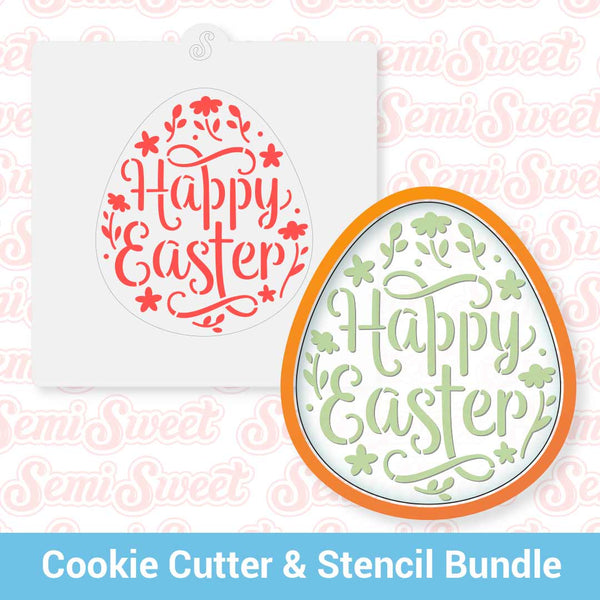 Floral Easter Egg Cookie Cutter & Stencil Bundle