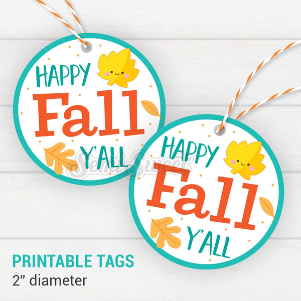 Happy Fall Y'all - Instant Download Printable 2" Circle Tag