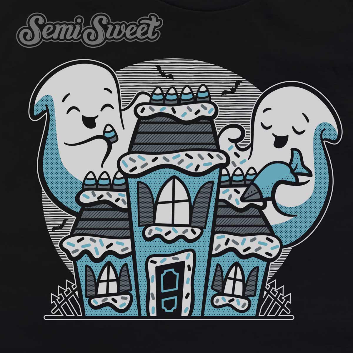 Ghost Gingerbread House Unisex T-shirt | Semi Sweet Designs