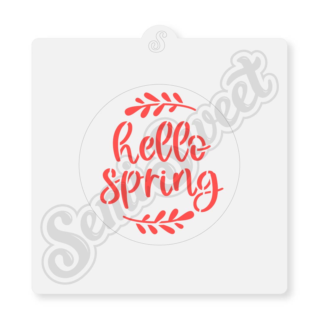 hello spring cookie stencil