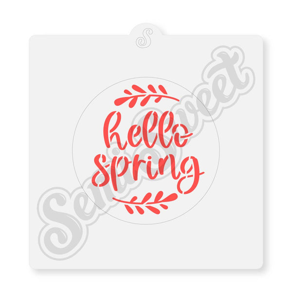 hello spring cookie stencil