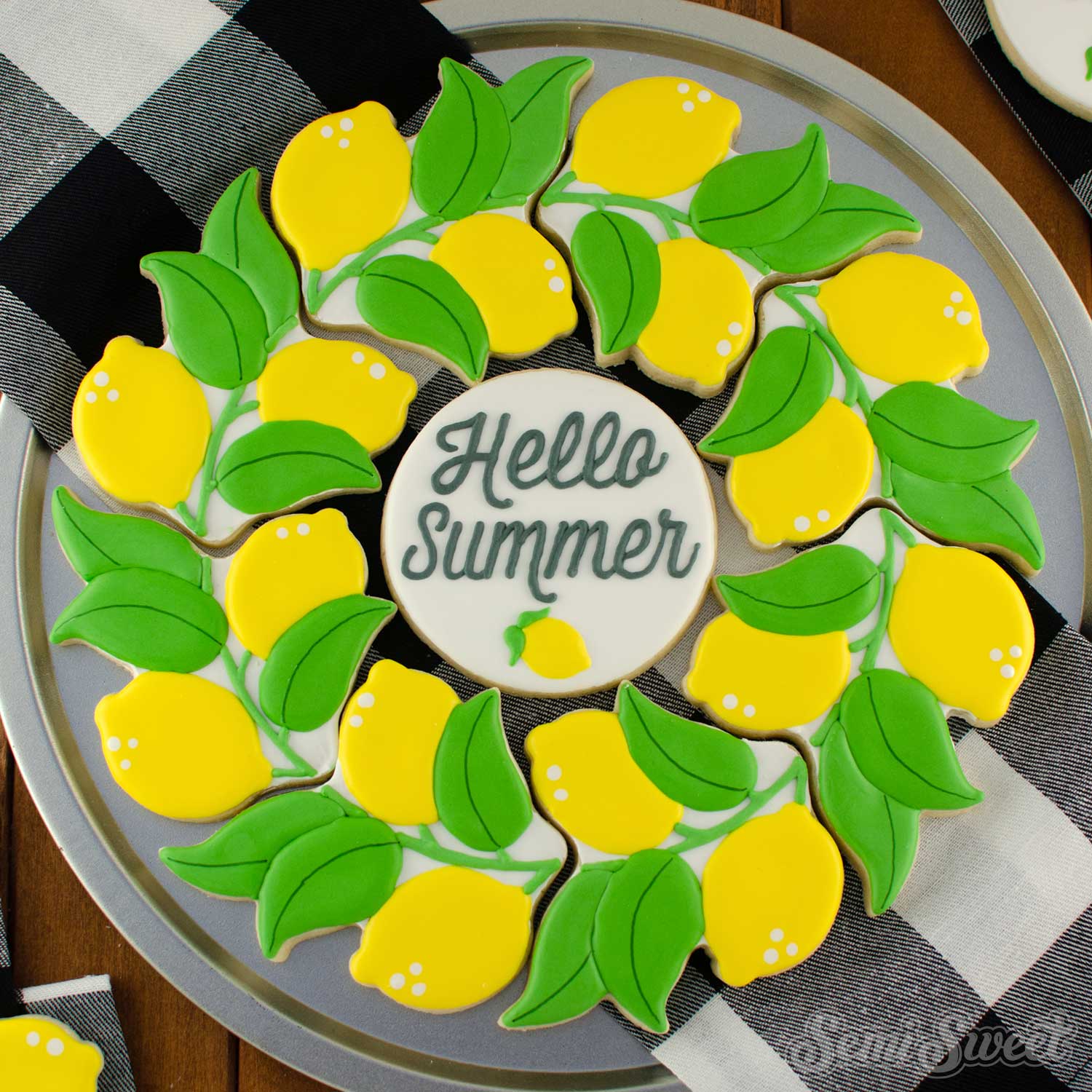 Lemon Wreath Cookie Platter | Semi Sweet Designs