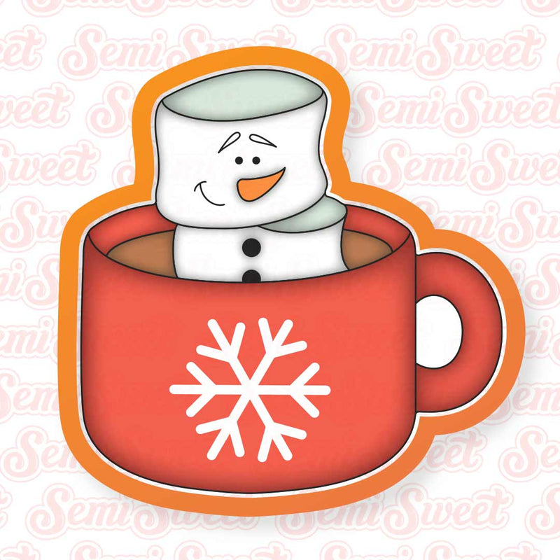 Marshmallow Snowman Mug Cookie Cutter | Semi Sweet Designs