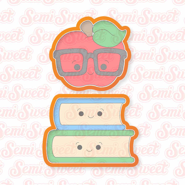 Nerdy Apple on Books Cookie Cutter Set