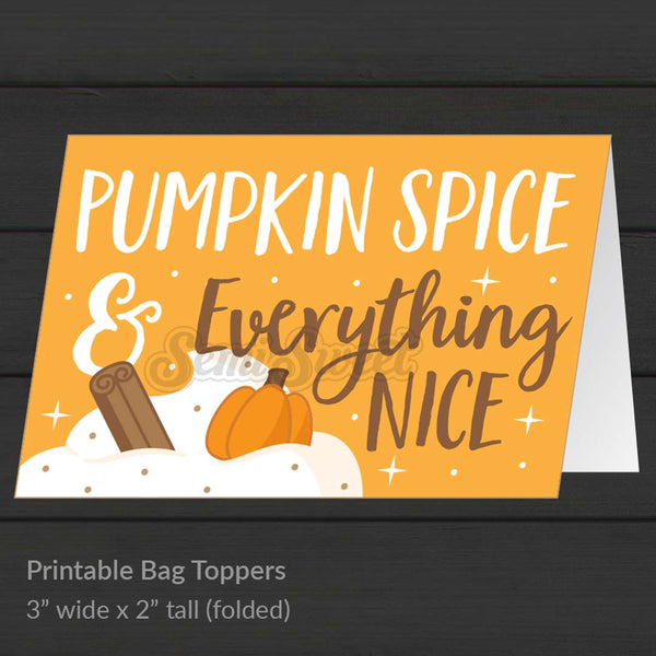 Pumpkin Spice and Everything Nice - Instant Download Printable Bag Topper