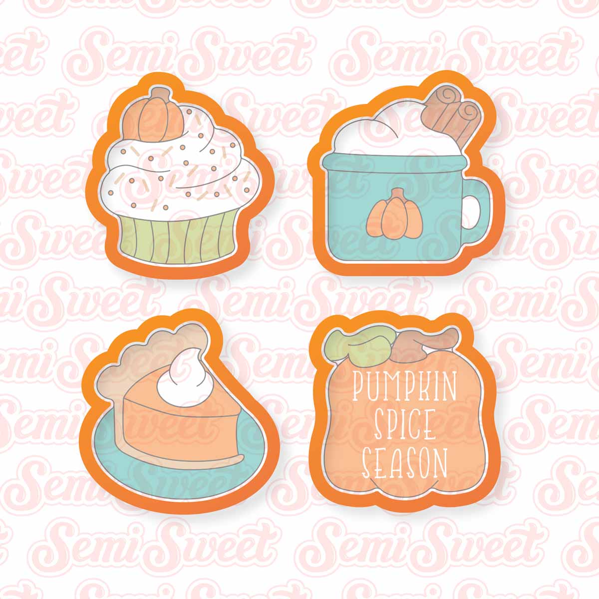 Pumpkin Spice Mini Cookie Cutter Set | Semi Sweet Designs