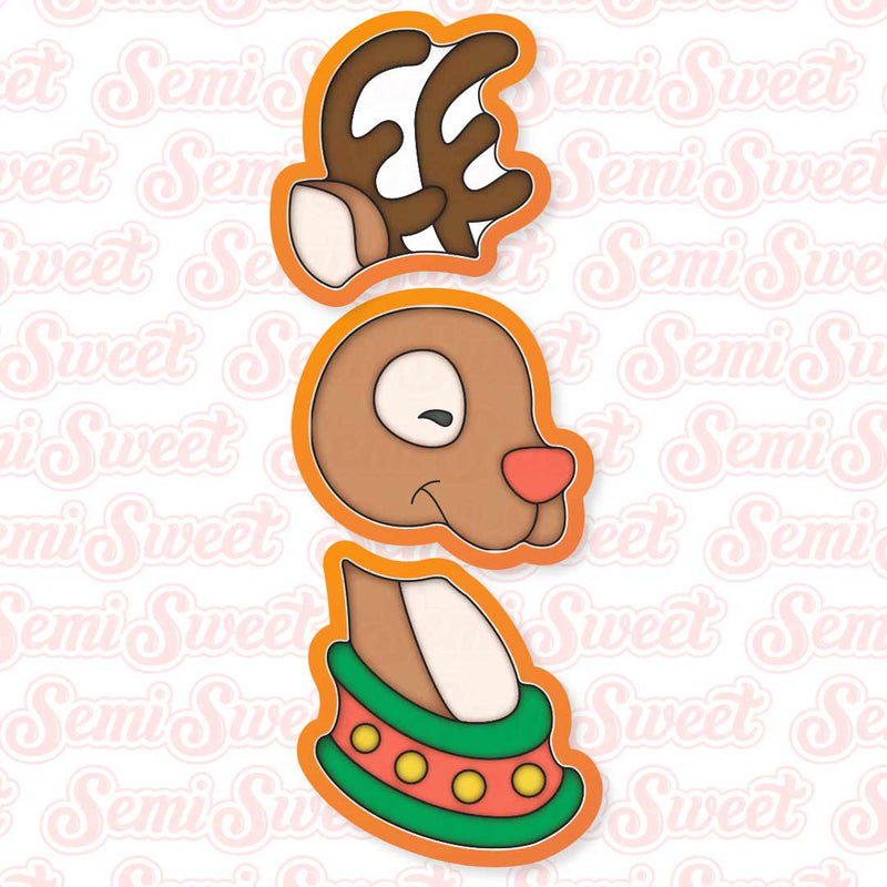 3-Piece Reindeer Head Cookie Cutter Set | Semi Sweet Designs