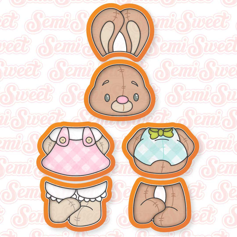6-Piece Stackable Girl & Boy Easter Bunny Cookie Cutter Set