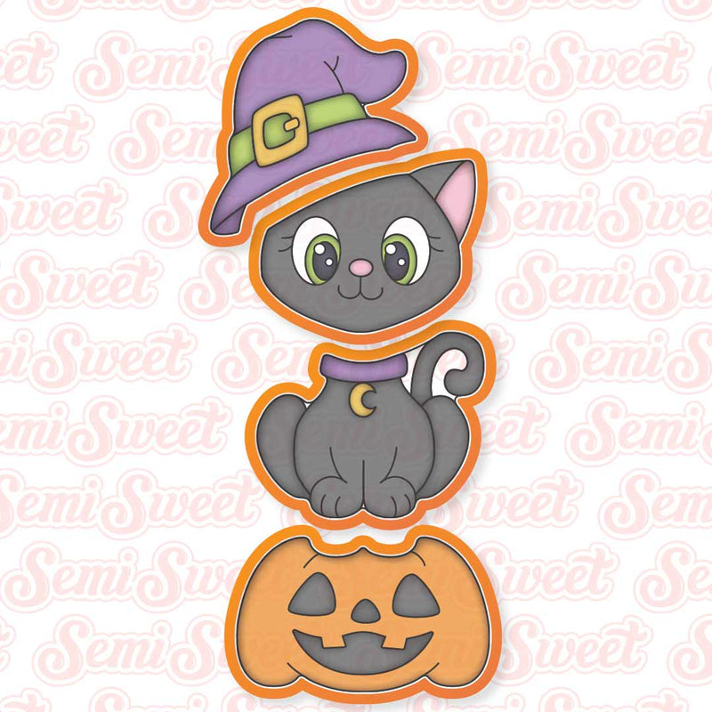 Stackable Witch Cat Cookie Cutter Set
