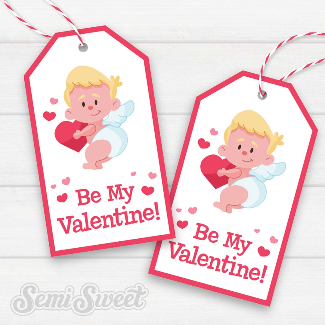 Cupid Be My Valentine - Instant Download Printable Tag