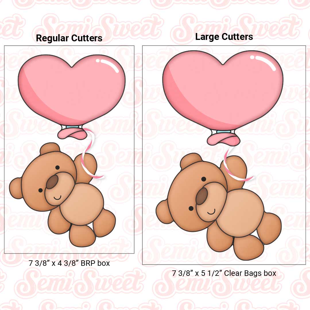 Teddy Bear & Heart Balloon Cookie Cutter Set | Semi Sweet Designs