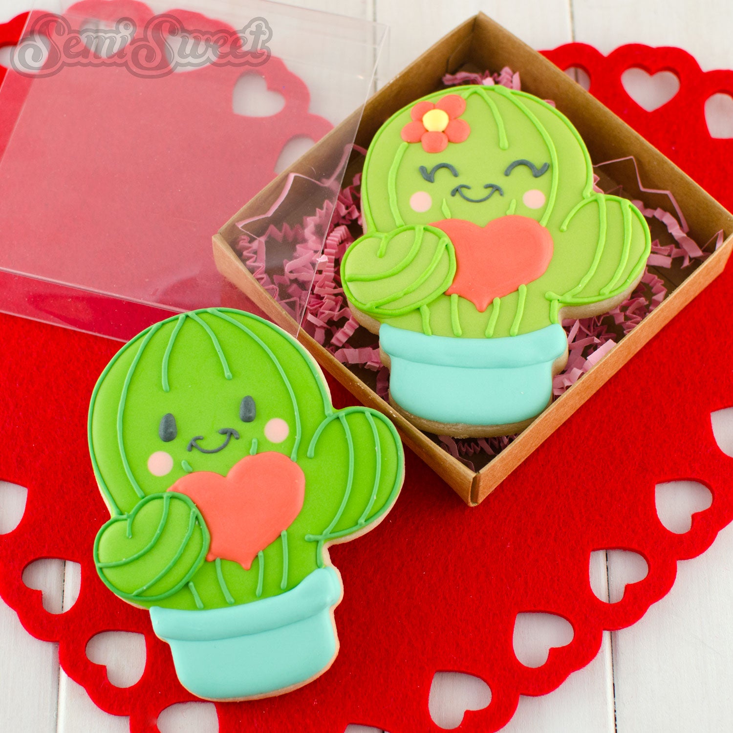 Valentine Cactus Cookie Cutter