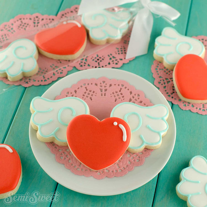 winged heart mini cookie set | Semi Sweet Designs
