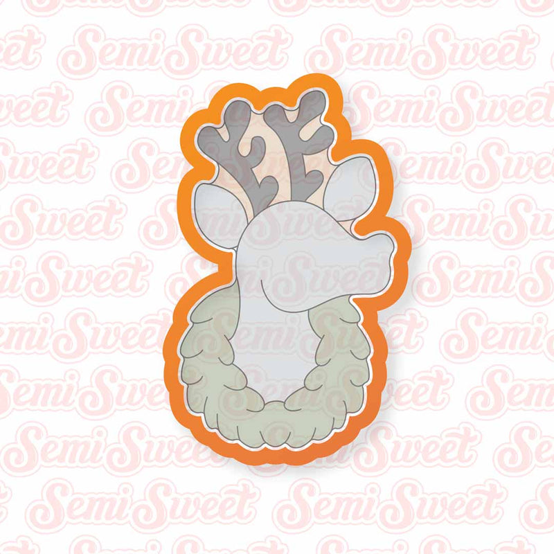 reindeer in wreath cookie cutter | Semi Sweet Designs